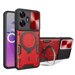 For Realme C55 4G CD Texture Sliding Camshield Magnetic Holder Phone Case(Red)