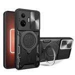 For Realme GT3 5G CD Texture Sliding Camshield Magnetic Holder Phone Case(Black)