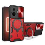 For Realme GT3 5G CD Texture Sliding Camshield Magnetic Holder Phone Case(Red)