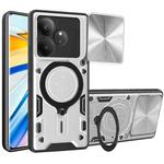 For Realme GT 6T CD Texture Sliding Camshield Magnetic Holder Phone Case(Silver)