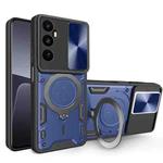 For Realme C65 4G CD Texture Sliding Camshield Magnetic Holder Phone Case(Blue)