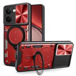For Realme P3 Ultra 5G India CD Texture Sliding Camshield Magnetic Holder Phone Case(Red)