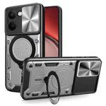For Realme P3 Ultra 5G India CD Texture Sliding Camshield Magnetic Holder Phone Case(Silver)