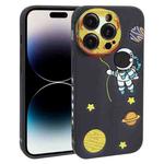 For iPhone 14 Pro Hug Moon Astronaut Pattern TPU Phone Case(Black)