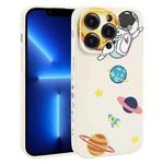 For iPhone 13 Pro Hug Moon Astronaut Pattern TPU Phone Case(White)