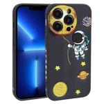 For iPhone 13 Pro Hug Moon Astronaut Pattern TPU Phone Case(Black)