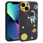 For iPhone 13 mini Hug Moon Astronaut Pattern TPU Phone Case(Black)