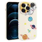 For iPhone 12 Pro Max Hug Moon Astronaut Pattern TPU Phone Case(White)