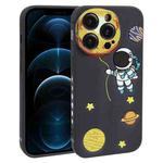 For iPhone 12 Pro Max Hug Moon Astronaut Pattern TPU Phone Case(Black)