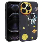 For iPhone 12 Pro Hug Moon Astronaut Pattern TPU Phone Case(Black)