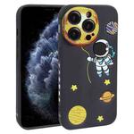 For iPhone 11 Pro Max Hug Moon Astronaut Pattern TPU Phone Case(Black)