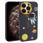 For iPhone 11 Pro Hug Moon Astronaut Pattern TPU Phone Case(Black)