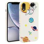 For iPhone XR Hug Moon Astronaut Pattern TPU Phone Case(White)