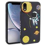For iPhone XR Hug Moon Astronaut Pattern TPU Phone Case(Black)