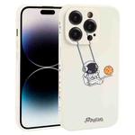 For iPhone 14 Pro Max Astronaut Swinging Pattern TPU Phone Case(White)