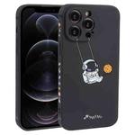 For iPhone 12 Pro Astronaut Swinging Pattern TPU Phone Case(Black)