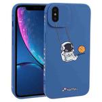 For iPhone XS / X Astronaut Swinging Pattern TPU Phone Case(Blue)