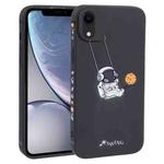 For iPhone XR Astronaut Swinging Pattern TPU Phone Case(Black)