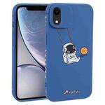 For iPhone XR Astronaut Swinging Pattern TPU Phone Case(Blue)