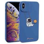 For iPhone XS Max Astronaut Swinging Pattern TPU Phone Case(Blue)