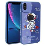 For iPhone XS / X Color Contrast Astronaut Pattern TPU Phone Case(Blue)