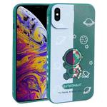 For iPhone XS Max Color Contrast Astronaut Pattern TPU Phone Case(Green)