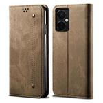 For OnePlus Nord CE 3 Denim Texture Flip Leather Phone Case(Khaki)