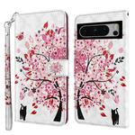 For Google Pixel 8 3D Painting Pattern Flip Leather Phone Case(Cat Under The Tree)