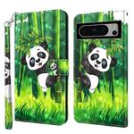 For Google Pixel 8 3D Painting Pattern Flip Leather Phone Case(Bamboo Panda)