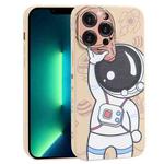 For iPhone 13 Pro Max Spaceman Binoculars Phone Case(Beige and Pink)
