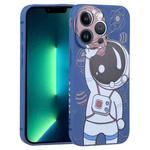 For iPhone 13 Pro Max Spaceman Binoculars Phone Case(Blue and Brown)