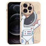 For iPhone 12 Pro Spaceman Binoculars Phone Case(Beige)