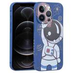 For iPhone 12 Pro Spaceman Binoculars Phone Case(Blue and Brown)