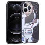 For iPhone 12 Pro Spaceman Binoculars Phone Case(Black and Beige)