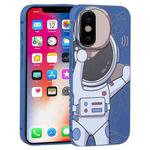 For iPhone XS / X Spaceman Binoculars Phone Case(Blue and Beige)