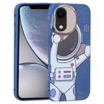 For iPhone XR Spaceman Binoculars Phone Case(Blue and Beige)