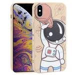 For iPhone XS Max Spaceman Binoculars Phone Case(Beige and Pink)