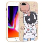 For iPhone 8 Plus / 7 Plus Spaceman Binoculars Phone Case(Beige and Pink)