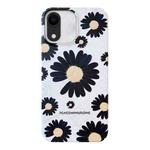 For iPhone XR Frosted Daisy Film Phone Case(Black Flower)