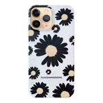 For iPhone 11 Pro Max Frosted Daisy Film Phone Case(Black Flower)