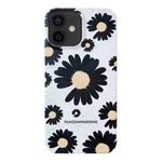 For iPhone 12 Frosted Daisy Film Phone Case(Black Flower)