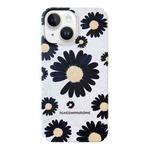 For iPhone 13 Frosted Daisy Film Phone Case(Black Flower)