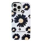 For iPhone 15 Pro Frosted Daisy Film Phone Case(Black Flower)