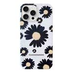 For iPhone 15 Pro Max Frosted Daisy Film Phone Case(Black Flower)