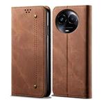 For Realme 11 5G Global / 11x Denim Texture Flip Leather Phone Case(Brown)