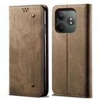 For Realme GT 6 5G Global Denim Texture Flip Leather Phone Case(Khaki)