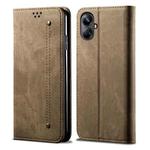 For Realme 10 Pro+ Denim Texture Flip Leather Phone Case(Khaki)