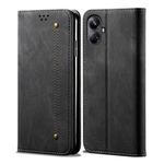 For Realme 10 Pro+ Denim Texture Flip Leather Phone Case(Black)