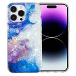 For iPhone 14 Pro Max IMD Shell Pattern TPU Phone Case(Sky Blue Purple Marble)