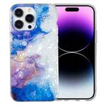 For iPhone 14 Pro IMD Shell Pattern TPU Phone Case(Sky Blue Purple Marble)